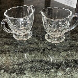 Elegant Clear Glass Creamer and Sugar Set